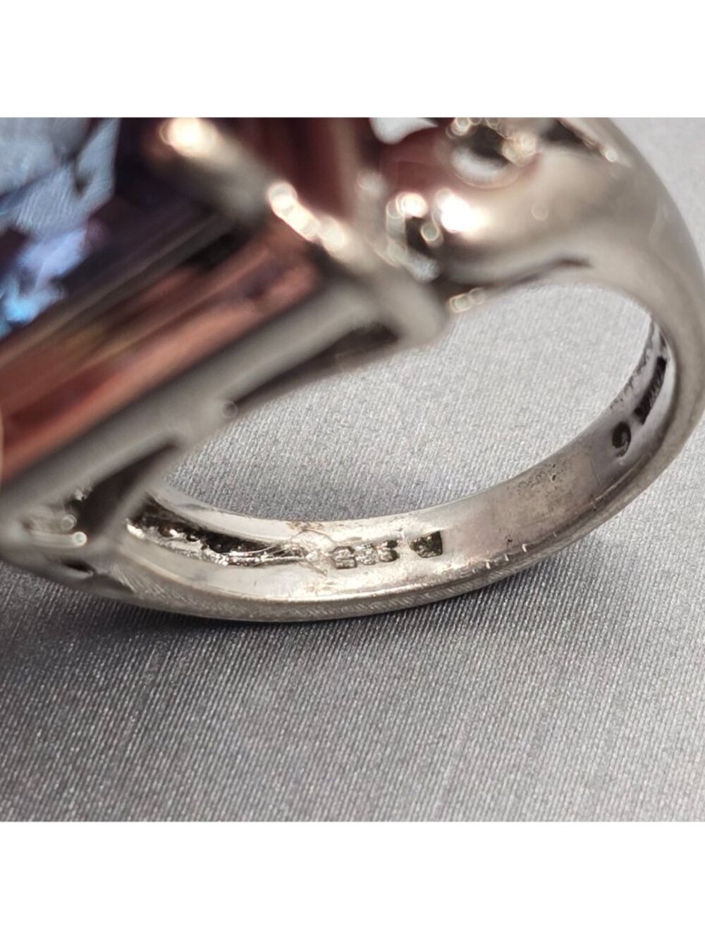 Vintage Sterling Silver Blue Topaz Ring Size 6 Emerald Cut Statement Piece Signe - Picture 5 of 14